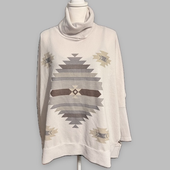 NWT Simply Southern Aztec Turtleneck Cowl Neck Sweater P2P 34” OSFA NWT - Picture 9 of 16